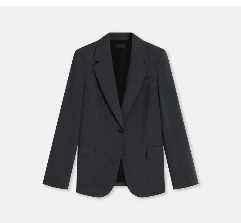 Elegant Tailored Wool-Blend One-Button Blazer - photo 1