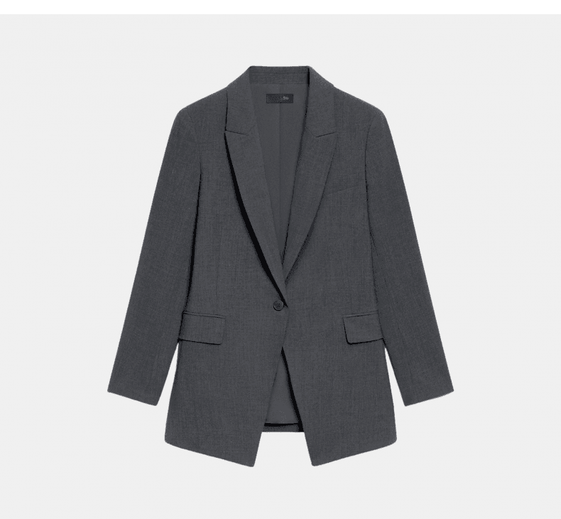 Elegant Slim-Fit Wool-Blend One-Button Blazer - detail 8