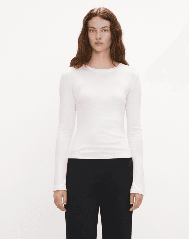 Modal-Cotton Seam-Detail Long-Sleeve Top - photo 1