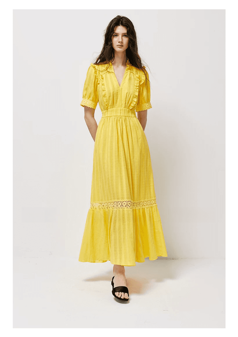 pigpighouse Cotton Openwork Jacquard Tea Dress - photo 5
