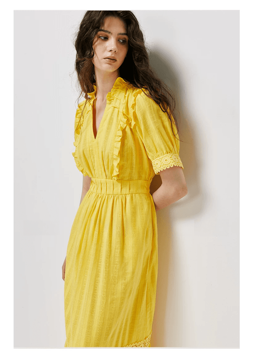pigpighouse Cotton Openwork Jacquard Tea Dress - detail 6