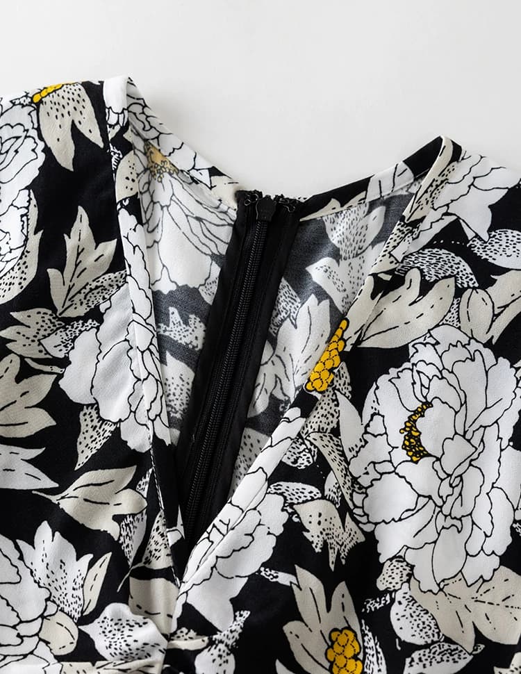 DVF Floral V-Neck Flutter-Sleeve Tea Dress - detail 8