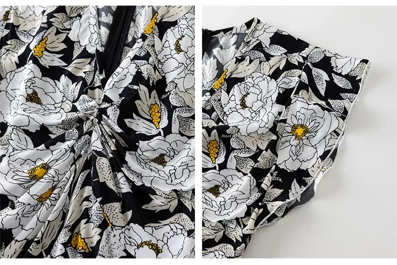 DVF Floral V-Neck Flutter-Sleeve Tea Dress - detail 7