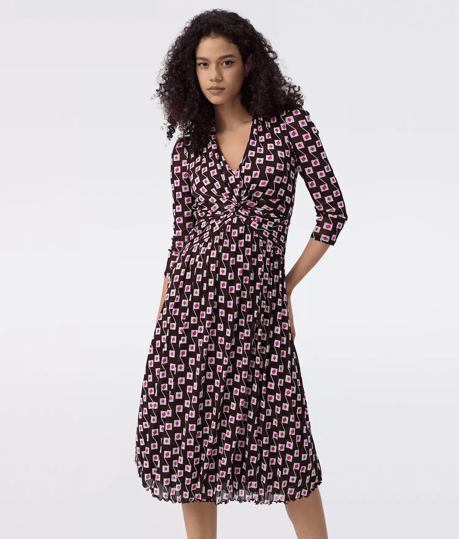 DVF Fall 2026 Twist-Detail Mesh Wrap Dress - alternate view