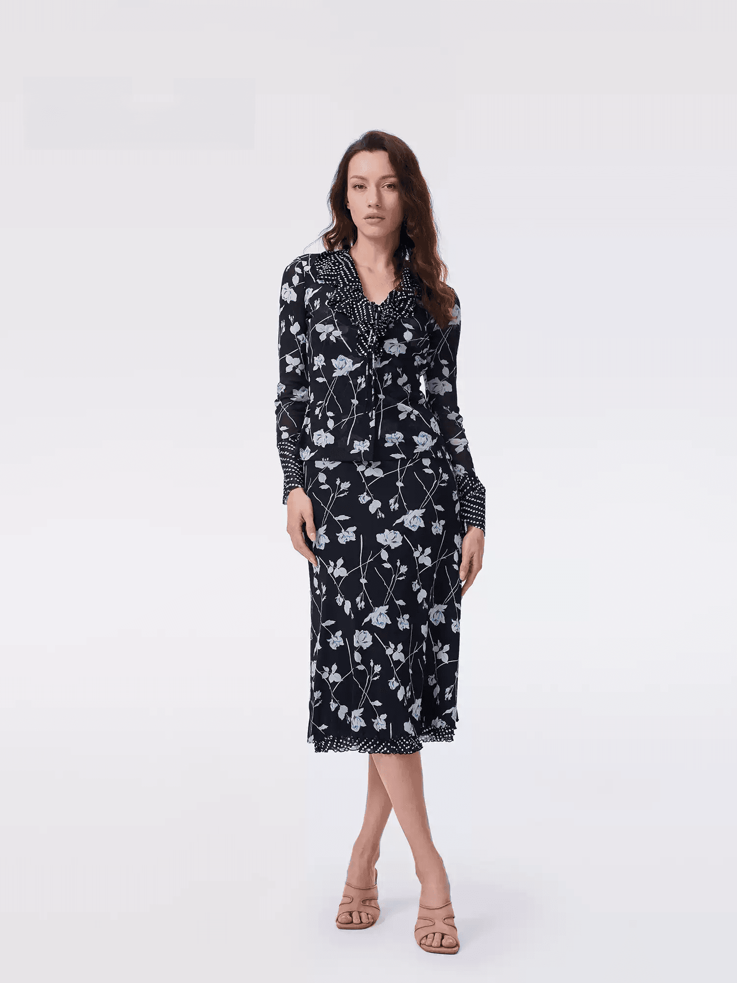 DIANE VON FURSTENBERG Printed Stretch Mesh Top and Skirt - photo 1