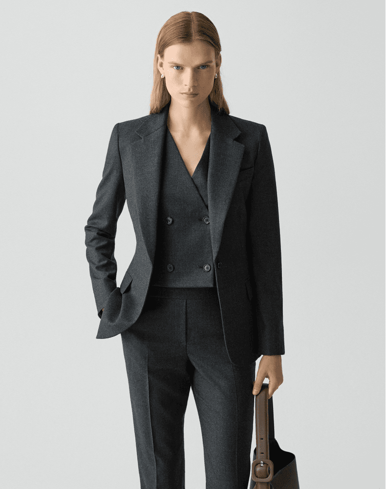 Elegant Slim-Fit Wool-Flannel One-Button Blazer - photo 3