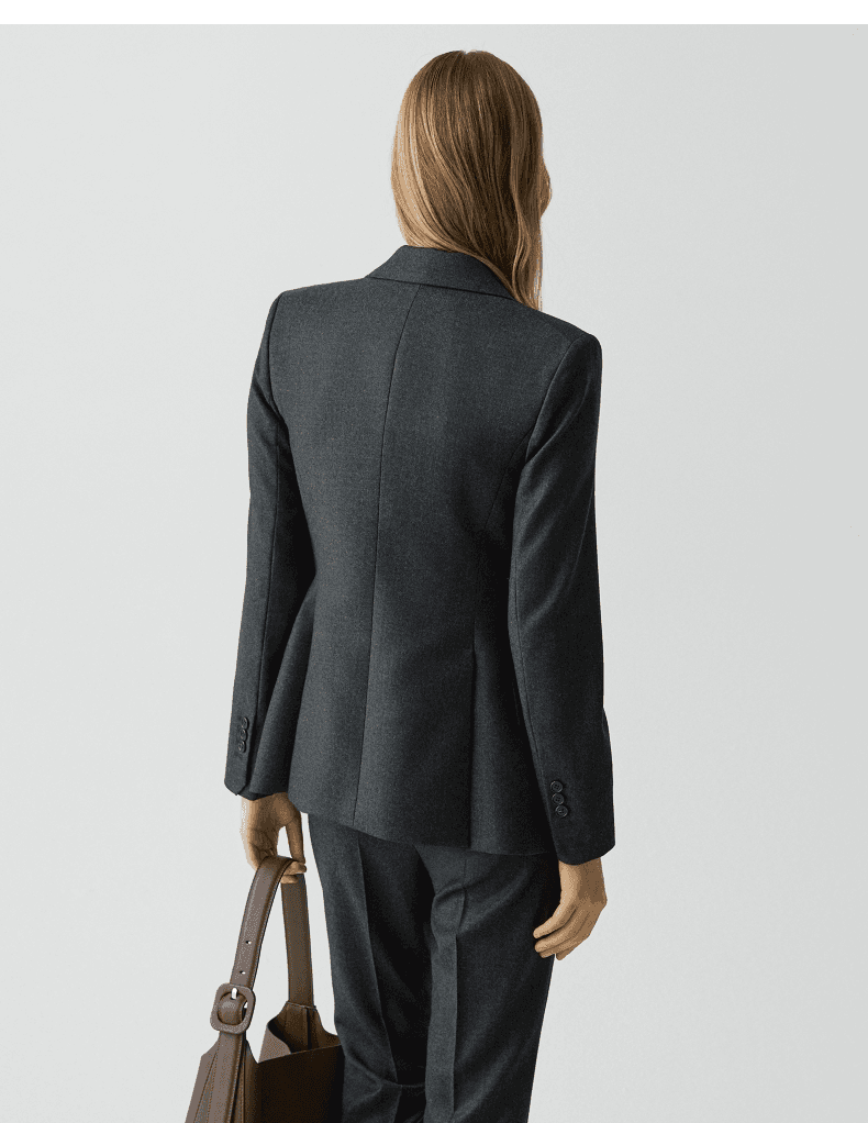 Elegant Slim-Fit Wool-Flannel One-Button Blazer - photo 5