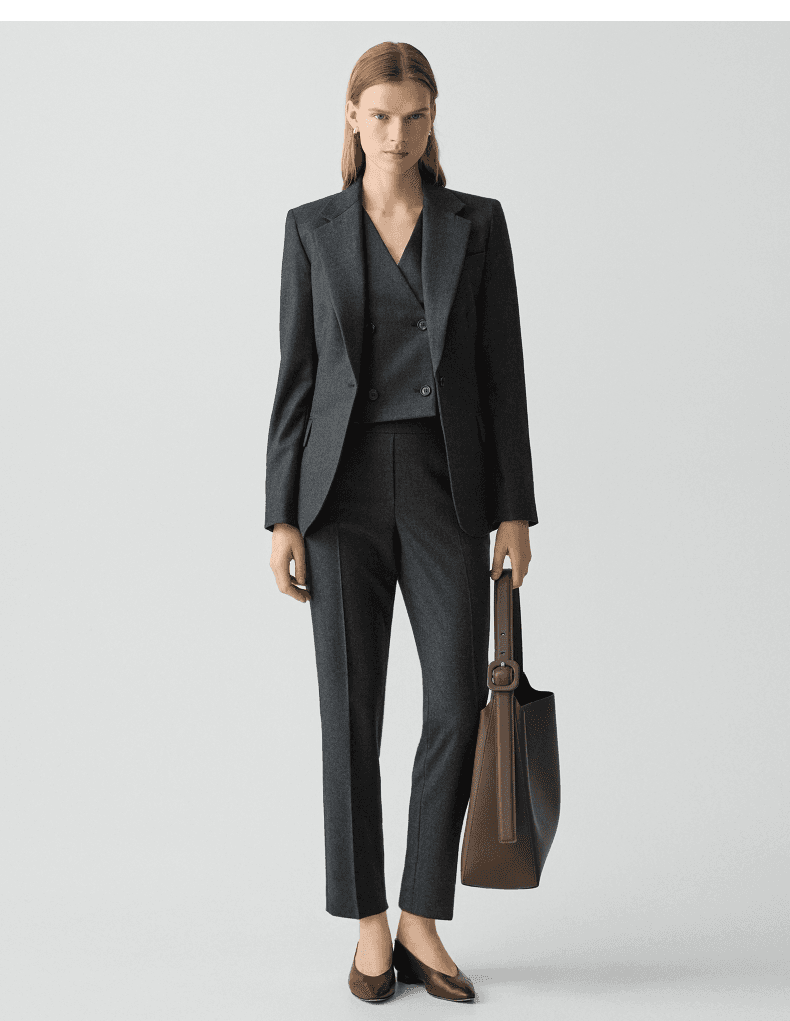 Elegant Slim-Fit Wool-Flannel One-Button Blazer - photo 4