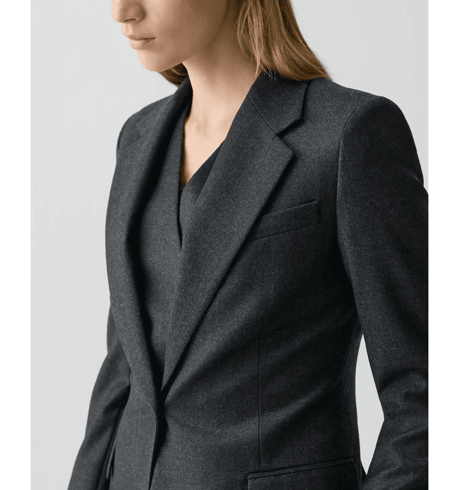 Elegant Slim-Fit Wool-Flannel One-Button Blazer - photo 1