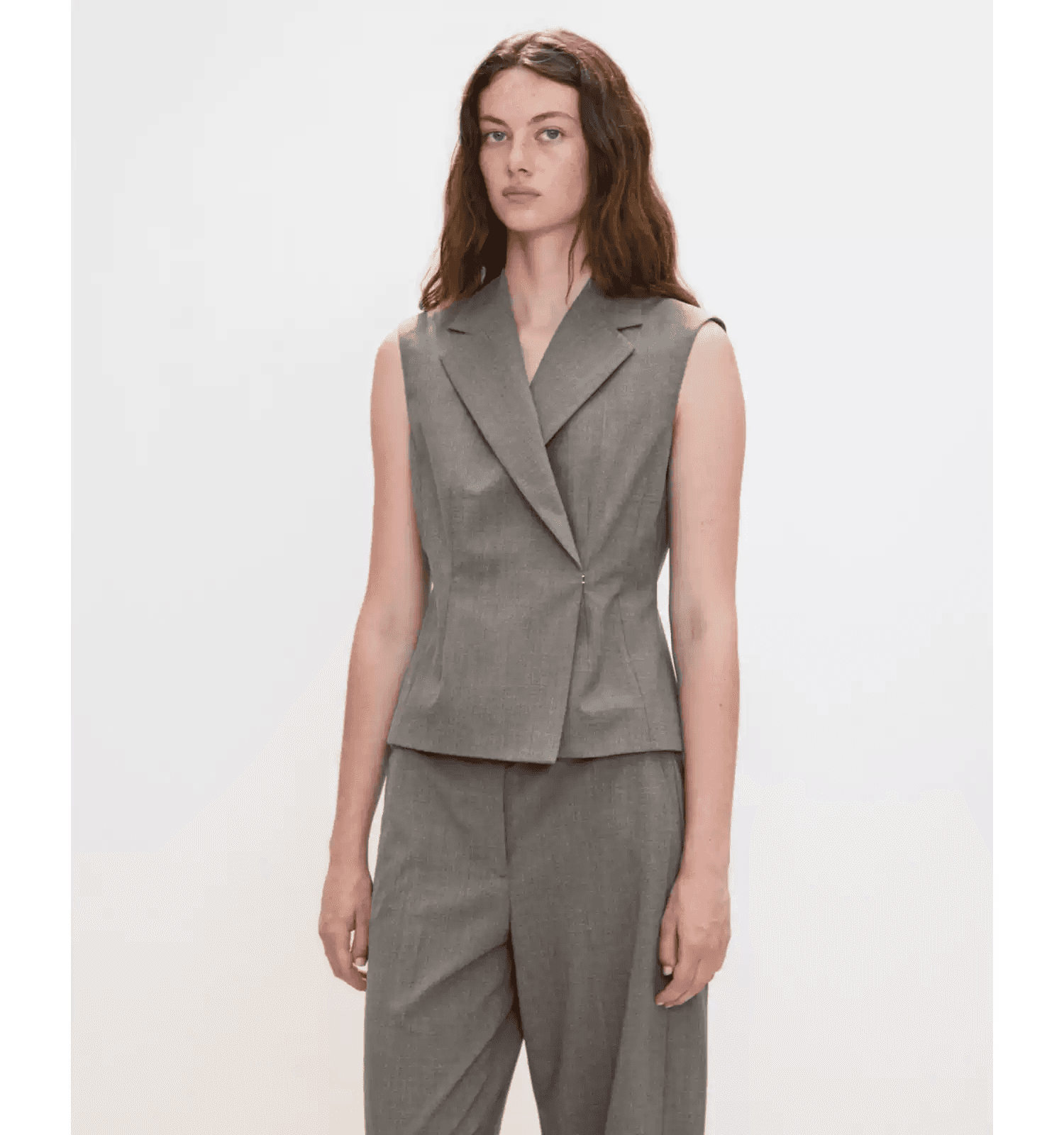 Tailored Wool-Blend Hourglass Vest - photo 1