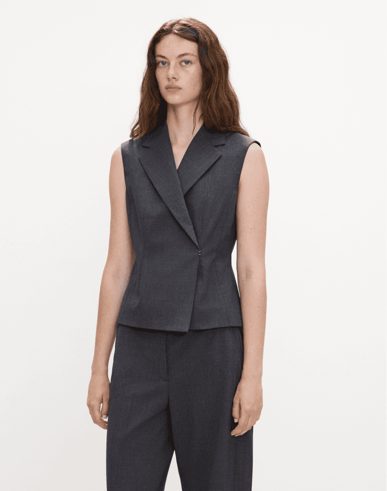 Tailored Wool-Blend Hourglass Vest - photo 3