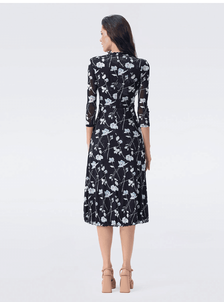 DVF Fall 2026 Black-and-White Floral Wrap Dress - detail 6