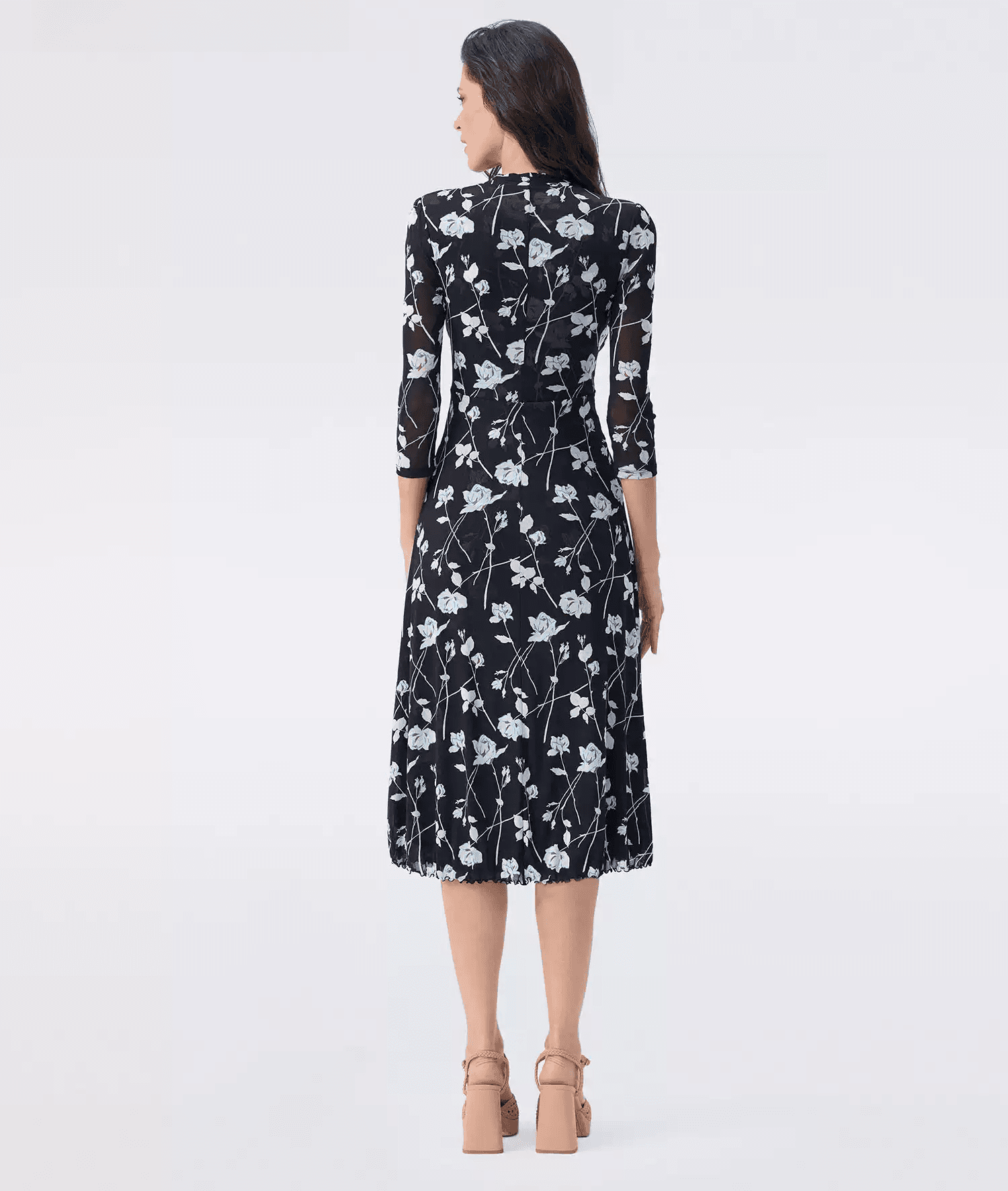 DVF Fall 2026 Black-and-White Floral Wrap Dress - photo 3
