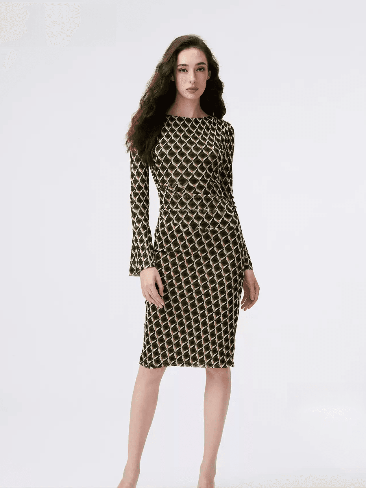 DVF Fall 2026 Elegant Reversible Printed Stretch Mesh Dress - photo 1