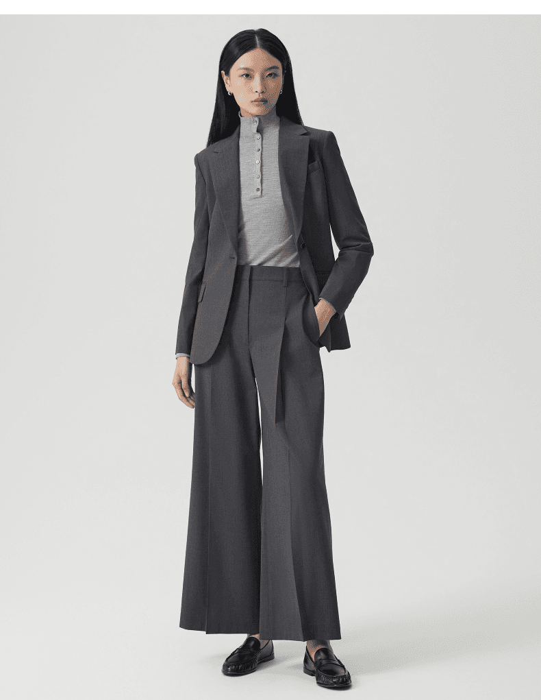 Elegant Tailored Wool-Blend One-Button Blazer - detail 5