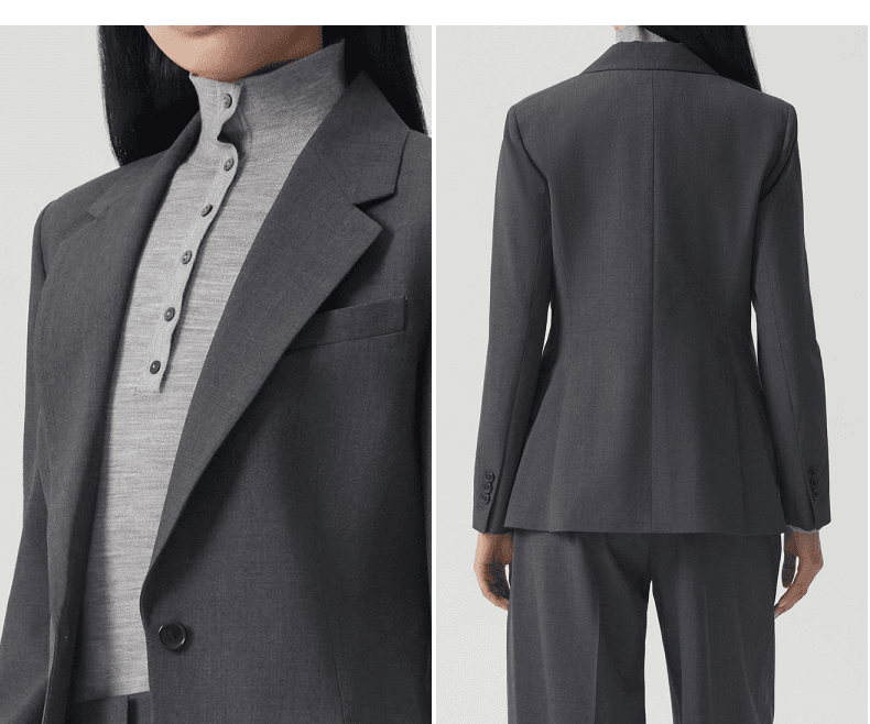 Elegant Tailored Wool-Blend One-Button Blazer - detail 7