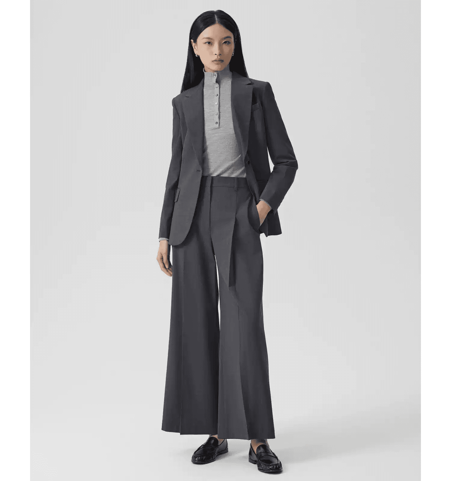 Elegant Tailored Wool-Blend One-Button Blazer - photo 3
