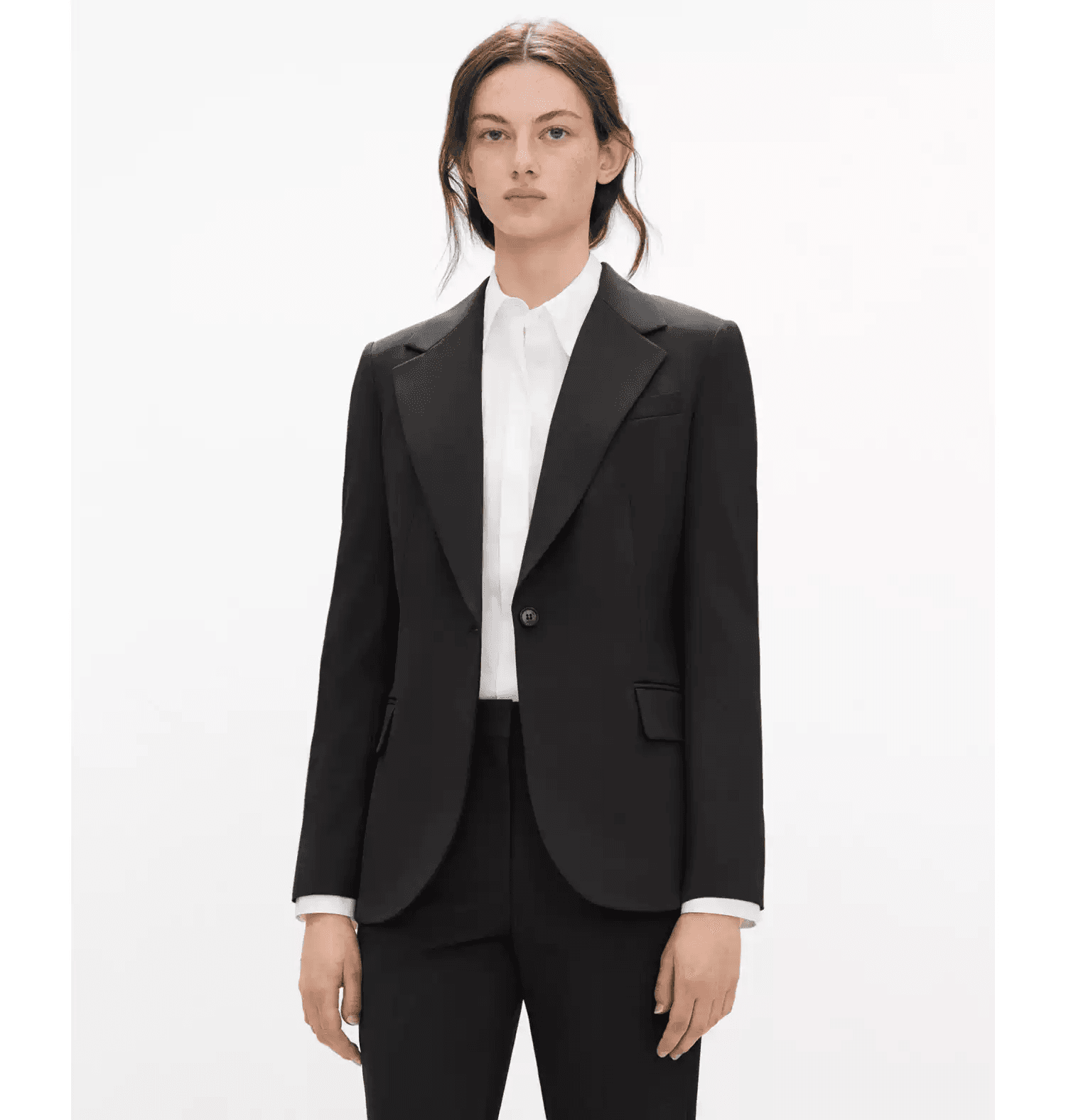Elegant Tailored Wool-Blend One-Button Blazer - photo 2