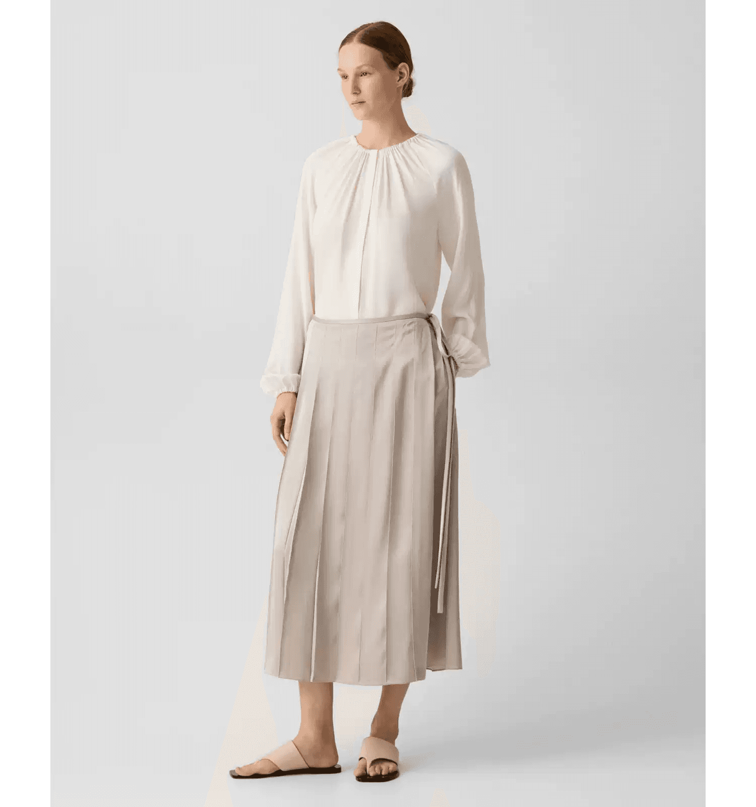 Elegant Satin Wrap-Style Pleated Skirt - photo 2