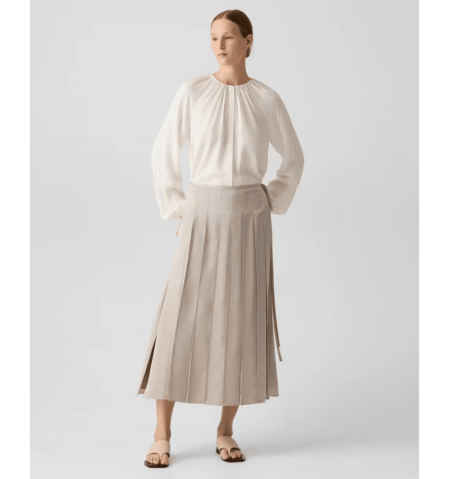 Elegant Satin Wrap-Style Pleated Skirt - photo 4