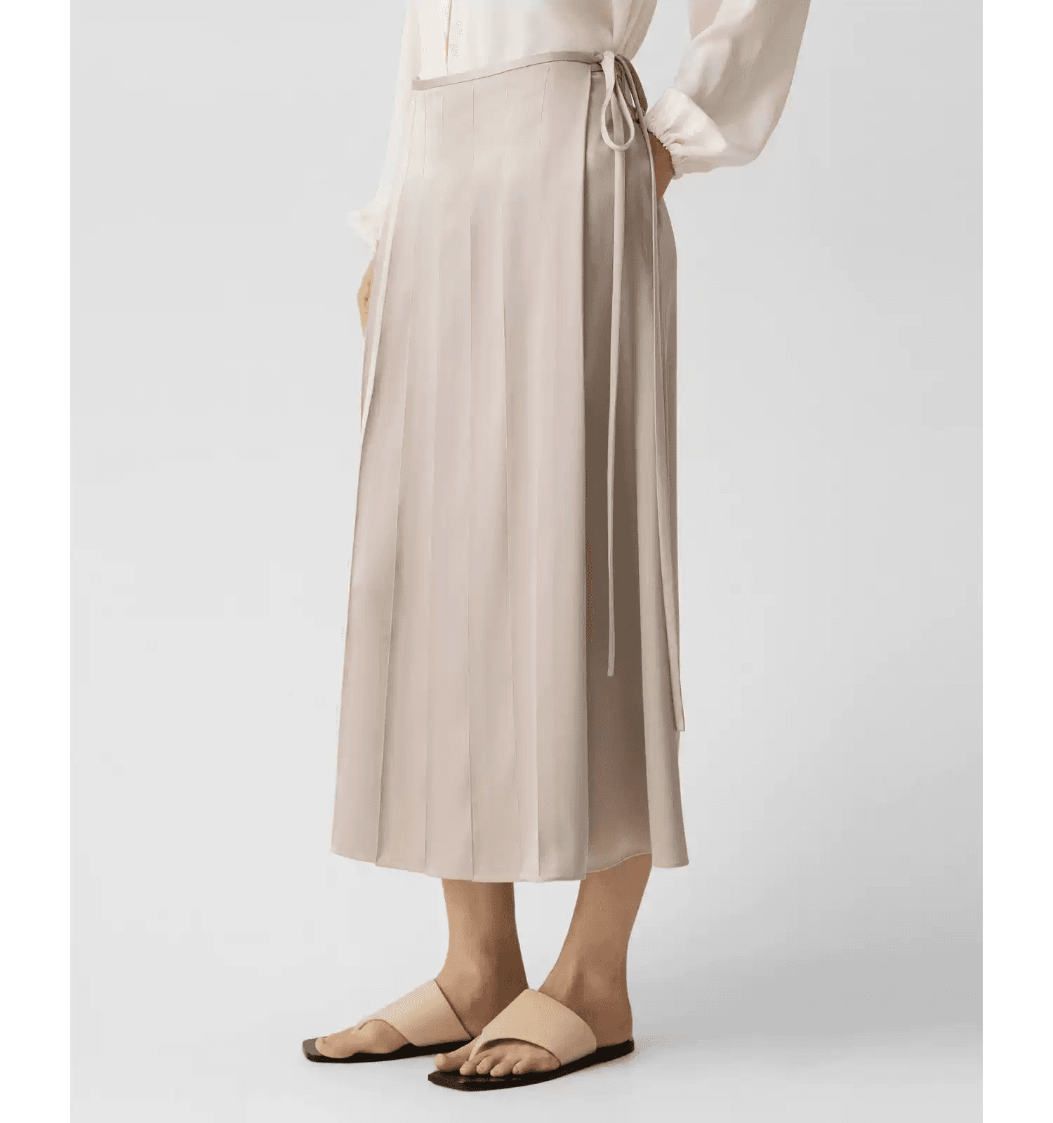 Elegant Satin Wrap-Style Pleated Skirt - photo 1