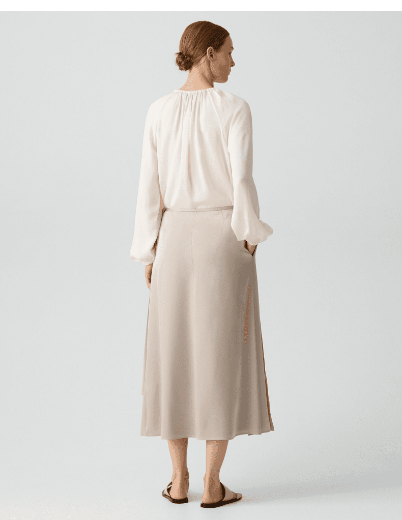 Elegant Satin Wrap-Style Pleated Skirt - photo 5