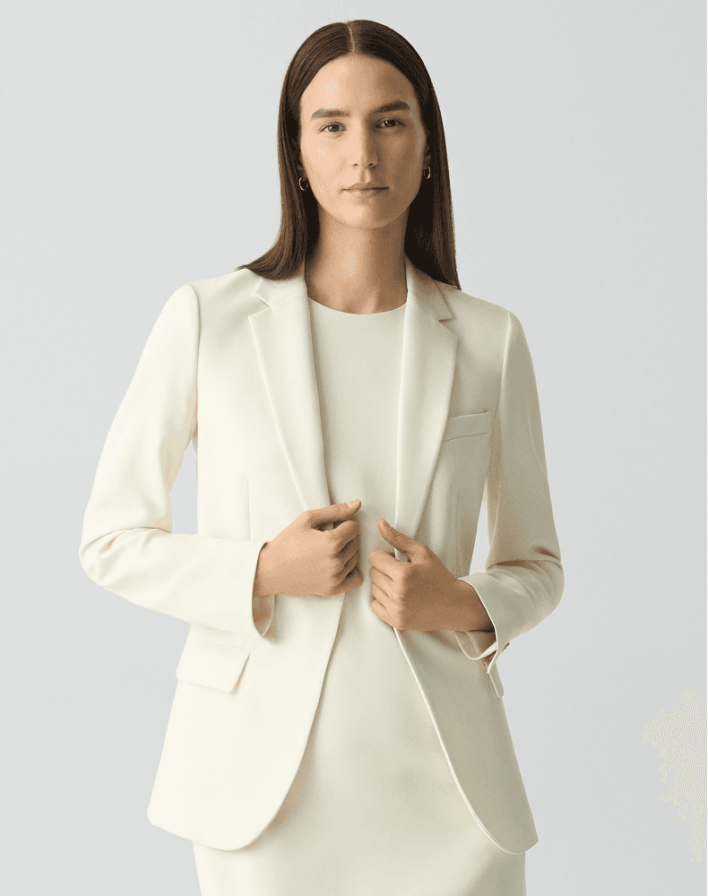 Elegant Triacetate-Blend One-Button Blazer - photo 5