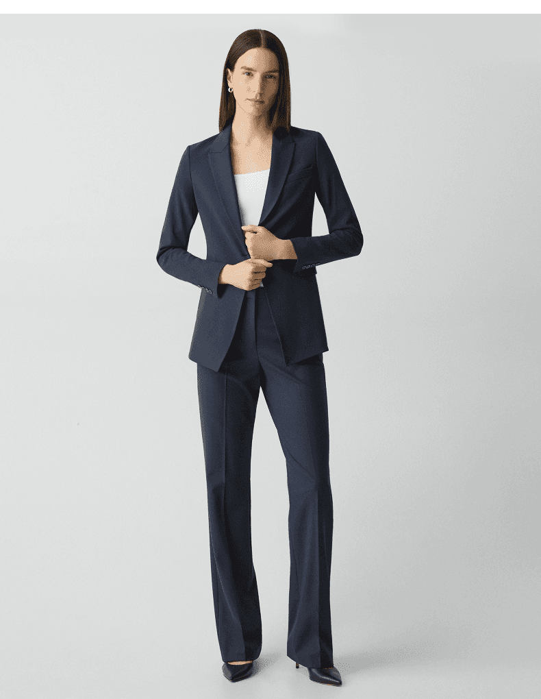 Elegant Slim-Fit Wool-Blend One-Button Blazer - detail 7