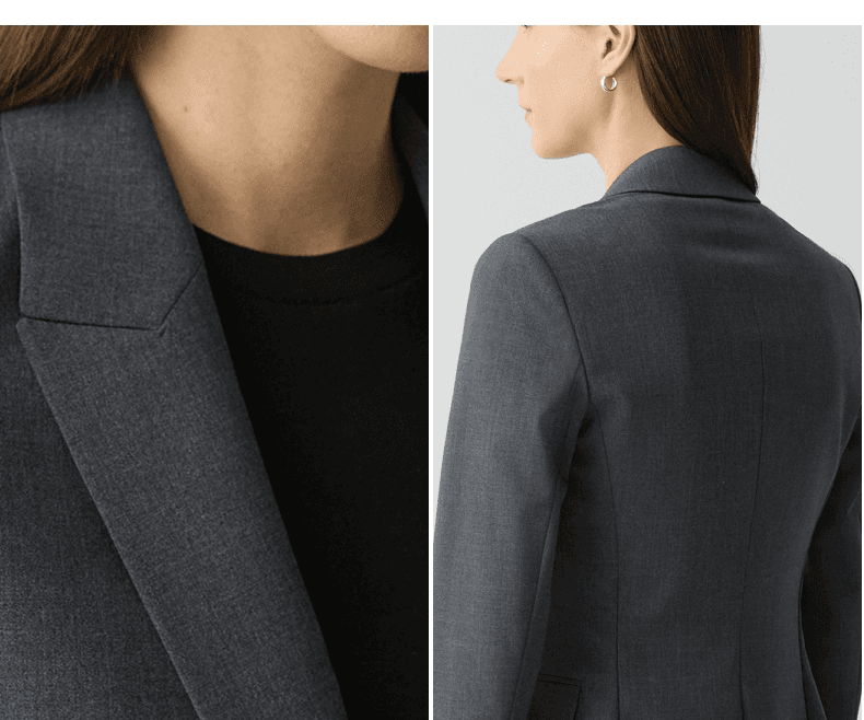 Elegant Slim-Fit Wool-Blend One-Button Blazer - detail 6