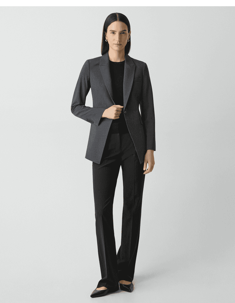 Elegant Slim-Fit Wool-Blend One-Button Blazer - photo 4