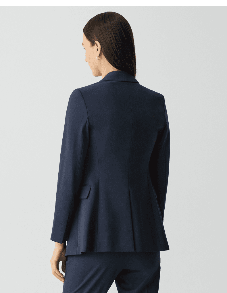 Elegant Slim-Fit Wool-Blend One-Button Blazer - detail 9