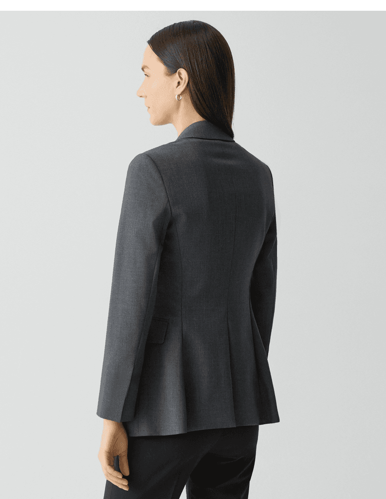 Elegant Slim-Fit Wool-Blend One-Button Blazer - photo 5