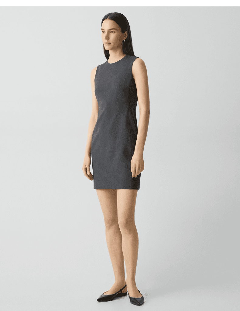 Elegant Sleeveless Tailored Wool-Blend Dress - detail 5