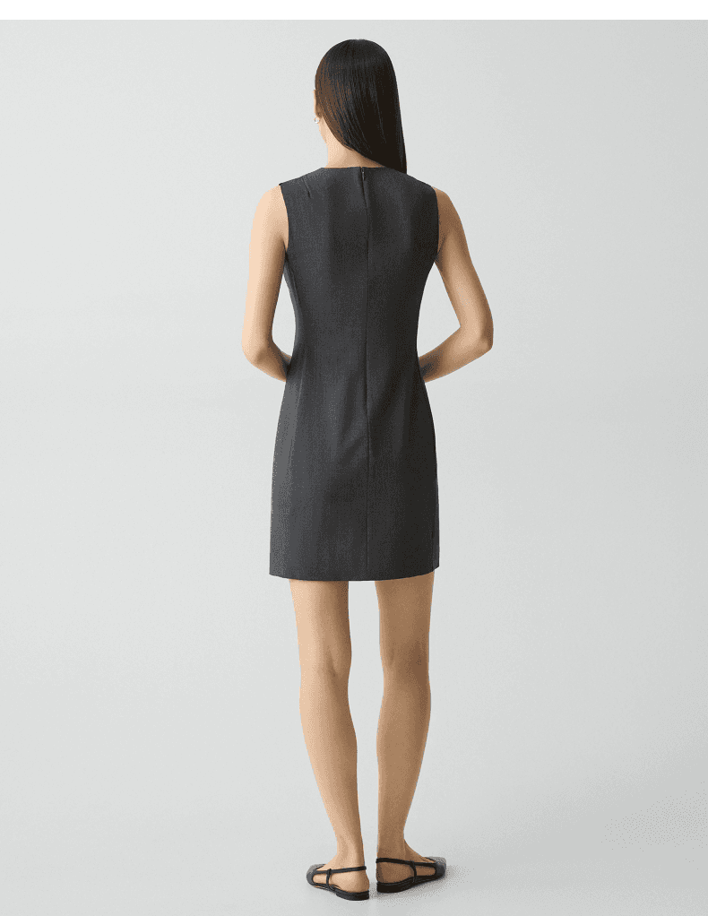 Elegant Sleeveless Tailored Wool-Blend Dress - detail 6