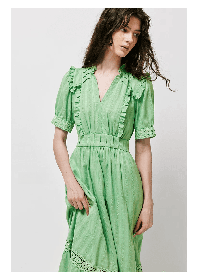 DVF Fall 2026 Cotton Openwork-Jacquard Tea Dress - detail 9