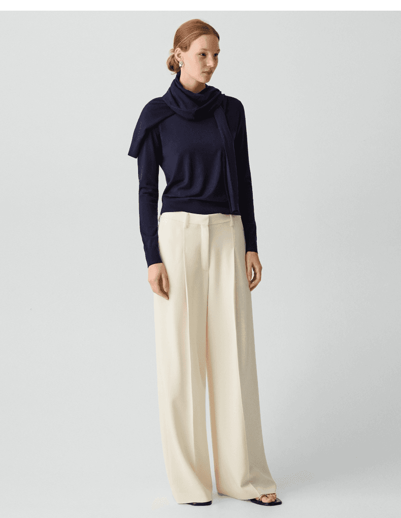 Elegant Triacetate-Blend Pleated Wide-Leg Pants - detail 5