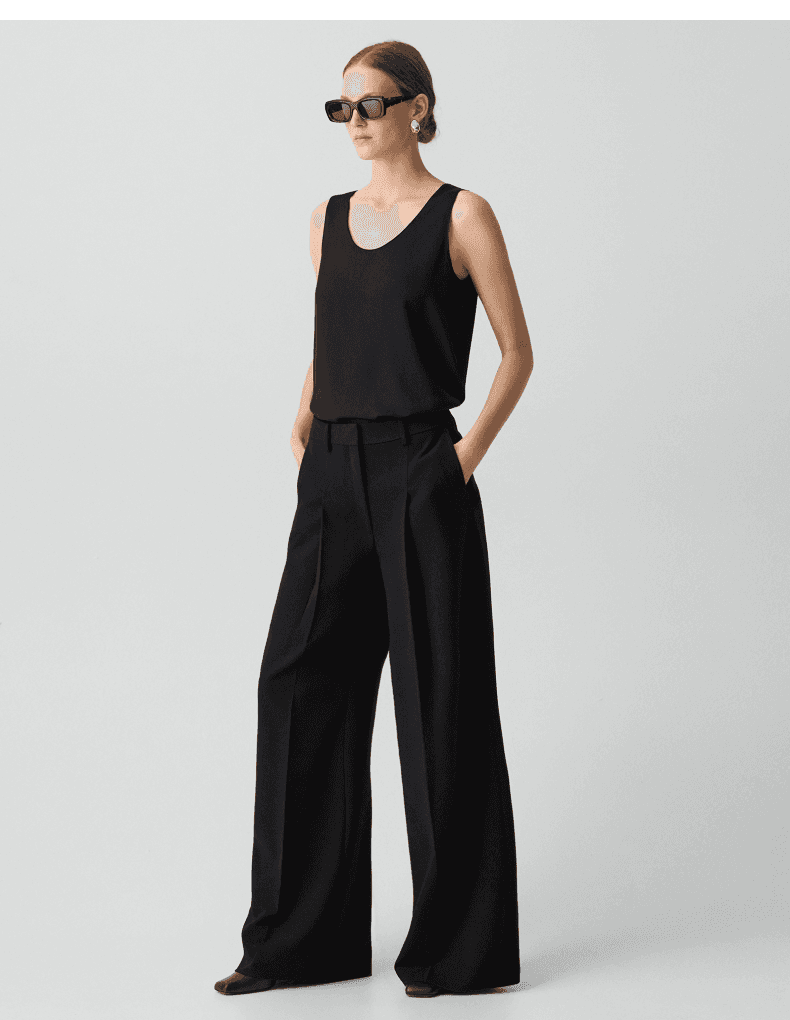 Elegant Triacetate-Blend Pleated Wide-Leg Pants - detail 8
