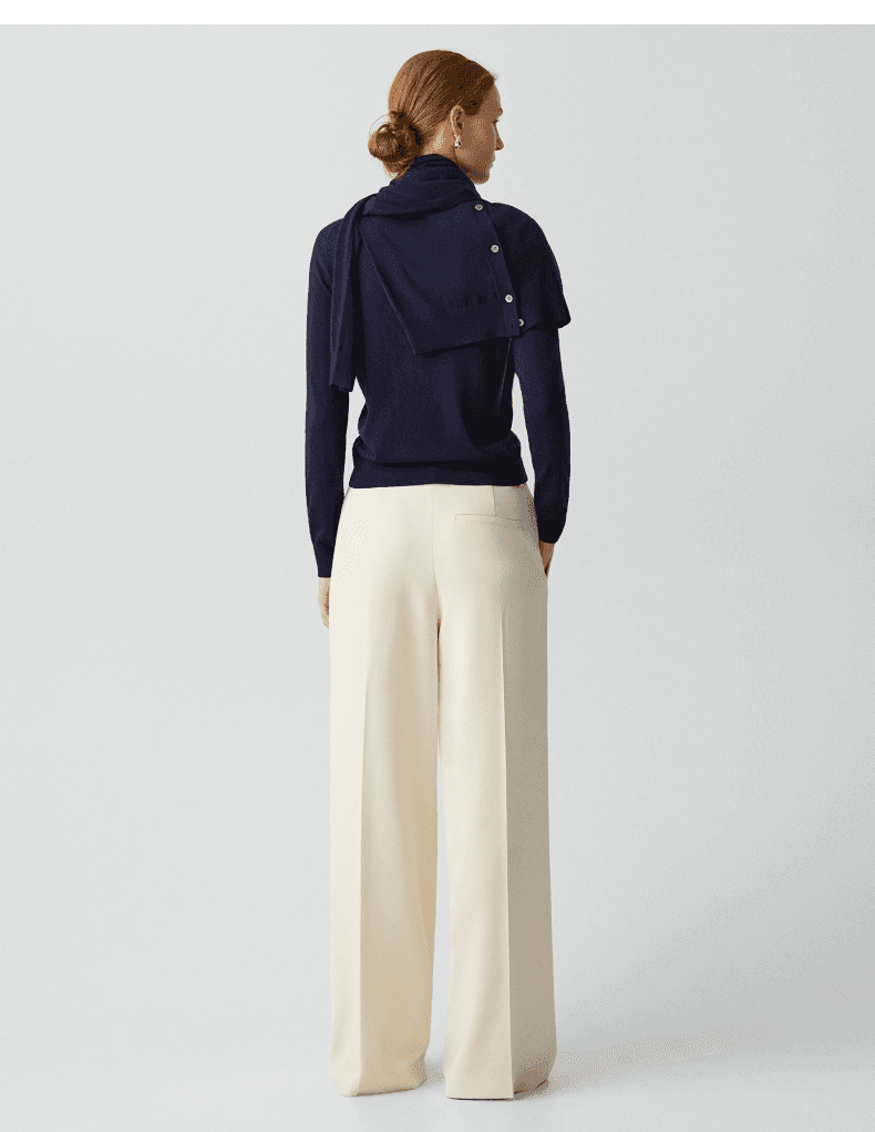 Elegant Triacetate-Blend Pleated Wide-Leg Pants - detail 6
