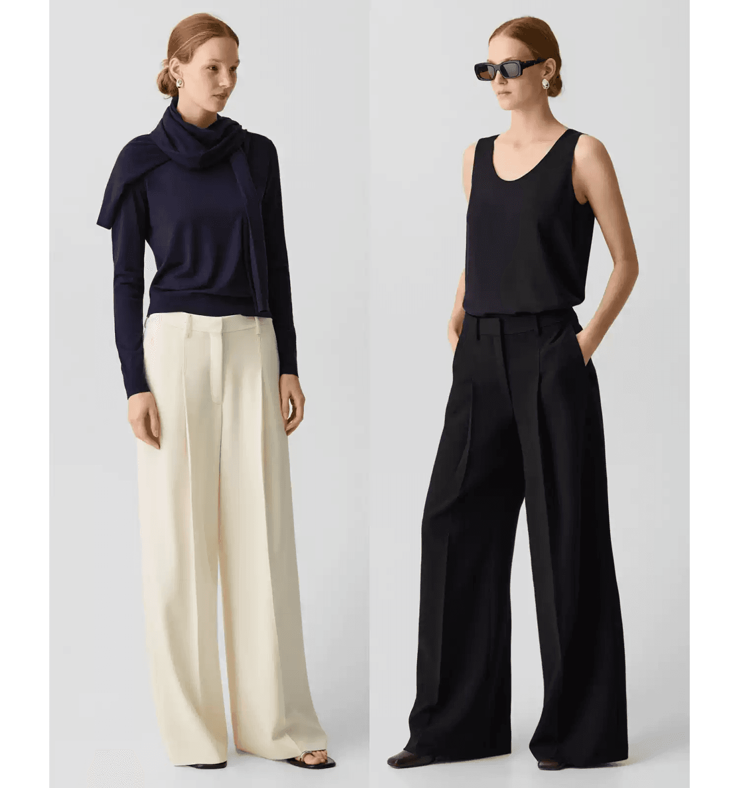 Elegant Triacetate-Blend Pleated Wide-Leg Pants - photo 4