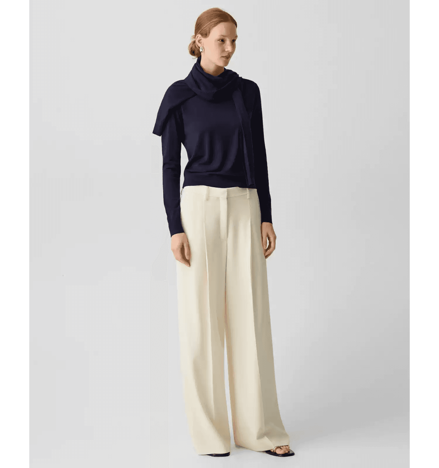Elegant Triacetate-Blend Pleated Wide-Leg Pants - photo 3