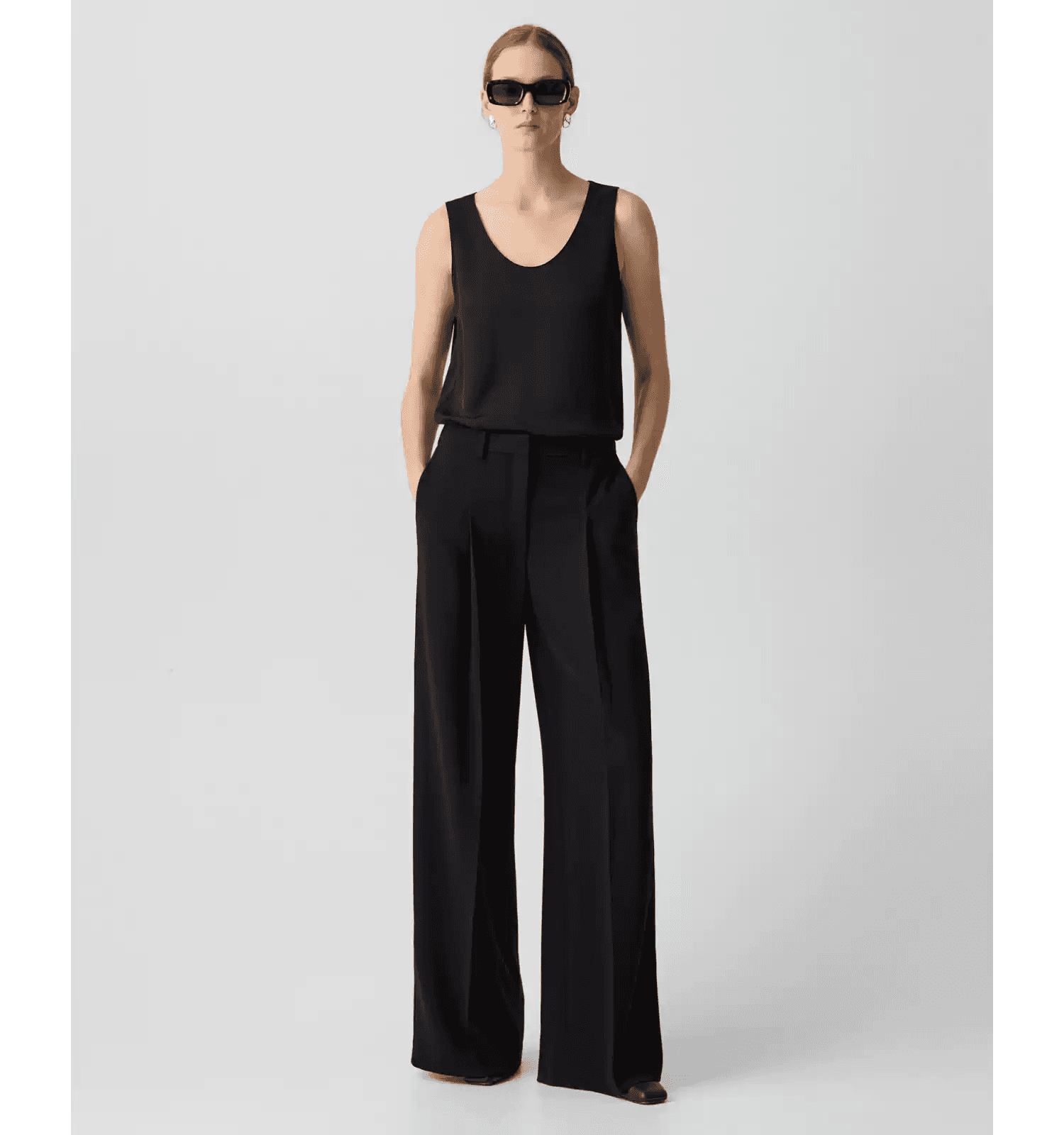 Elegant Triacetate-Blend Pleated Wide-Leg Pants - photo 2