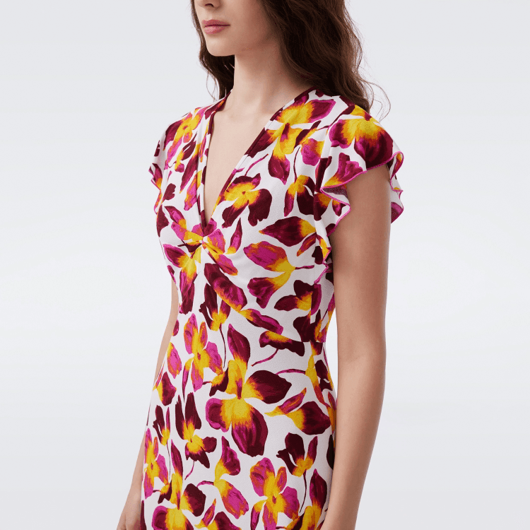 DVF Floral Crepe Tea Dress - detail 7