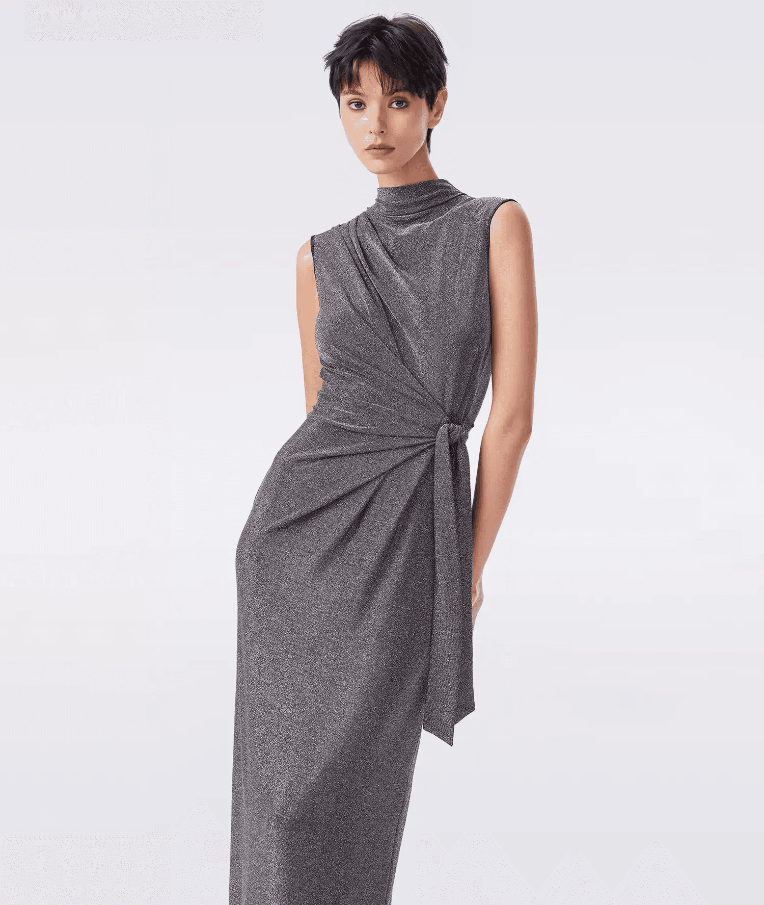 DVF Fall 2026 Metallic Knit Mock-Neck Dress - photo 2