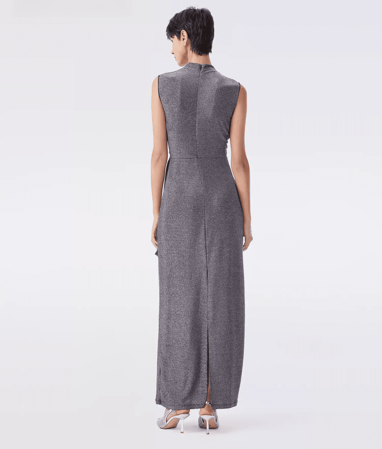DVF Fall 2026 Metallic Knit Mock-Neck Dress - photo 3