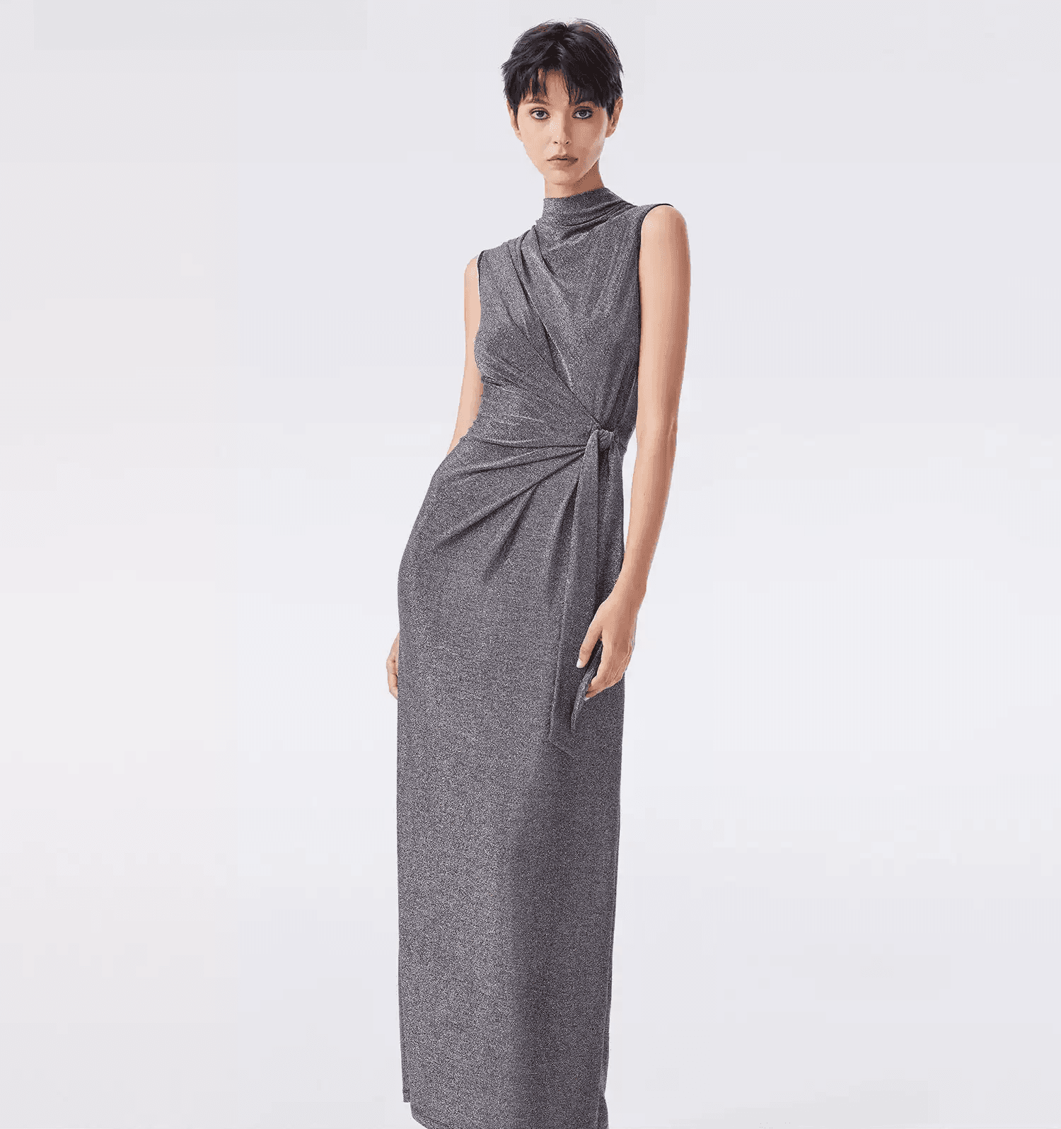 DVF Fall 2026 Metallic Knit Mock-Neck Dress - photo 1