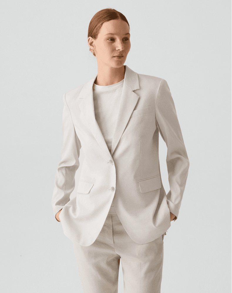 Elegant Linen-Blend Two-Button Blazer for Work - photo 5