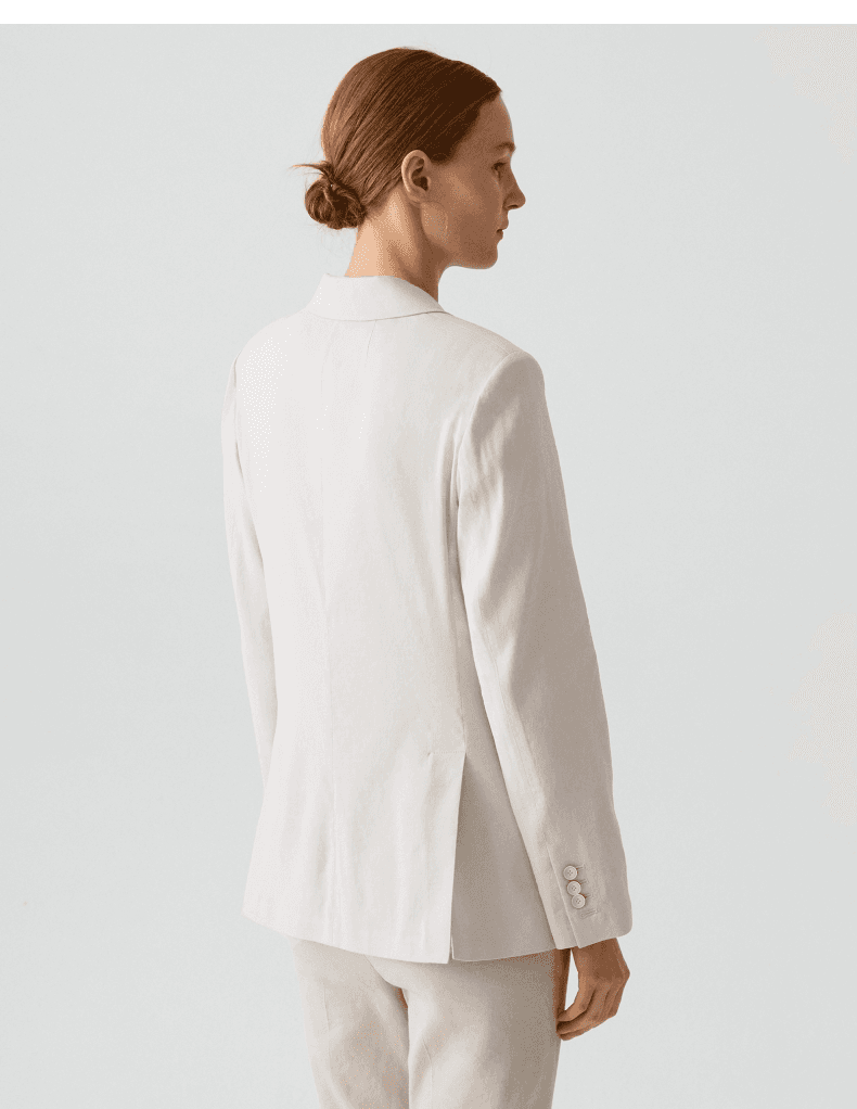Elegant Linen-Blend Two-Button Blazer for Work - detail 6