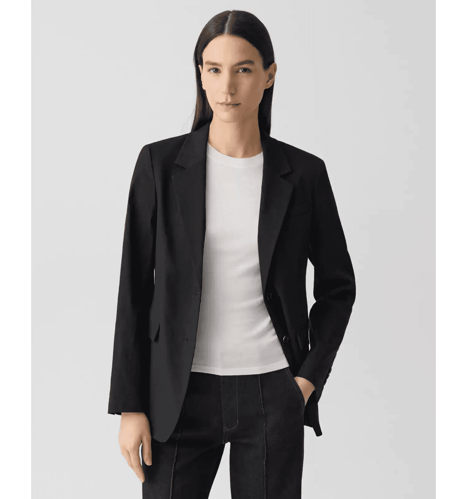 Elegant Linen-Blend Two-Button Blazer for Work - photo 2