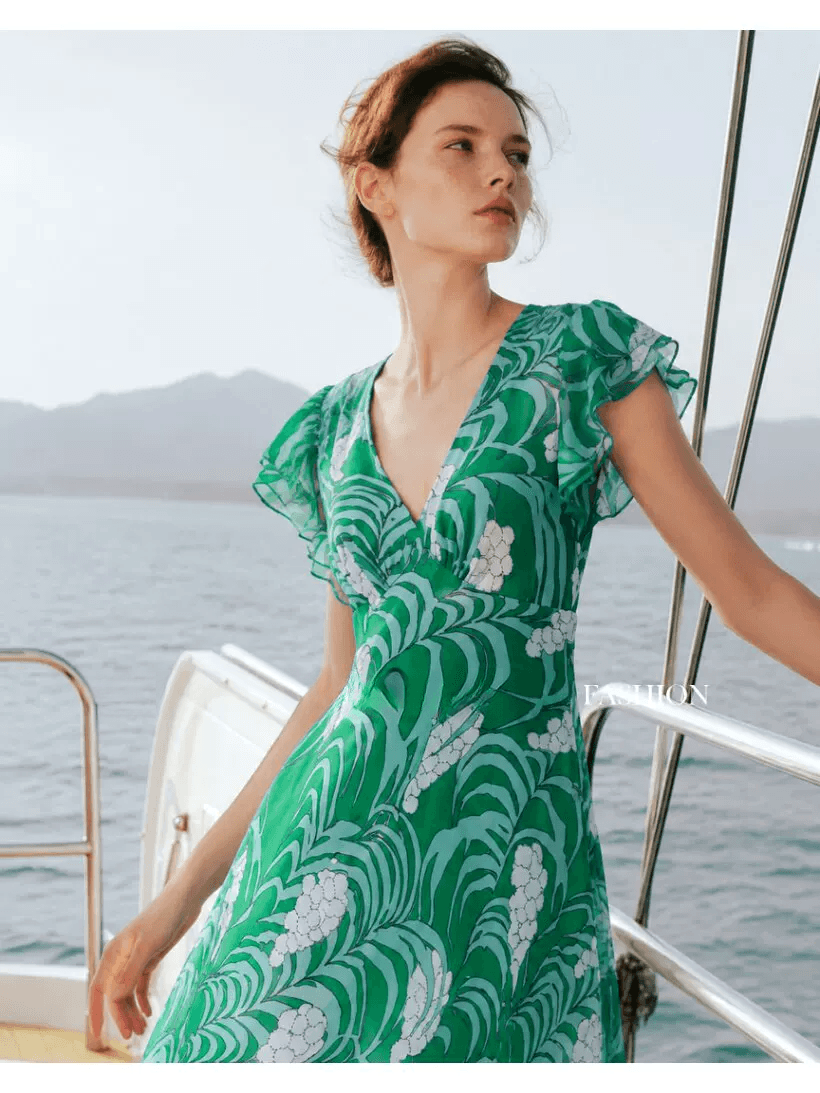 DVF Fall 2026 Wisteria-Print V-Neck Tea Dress - detail 18