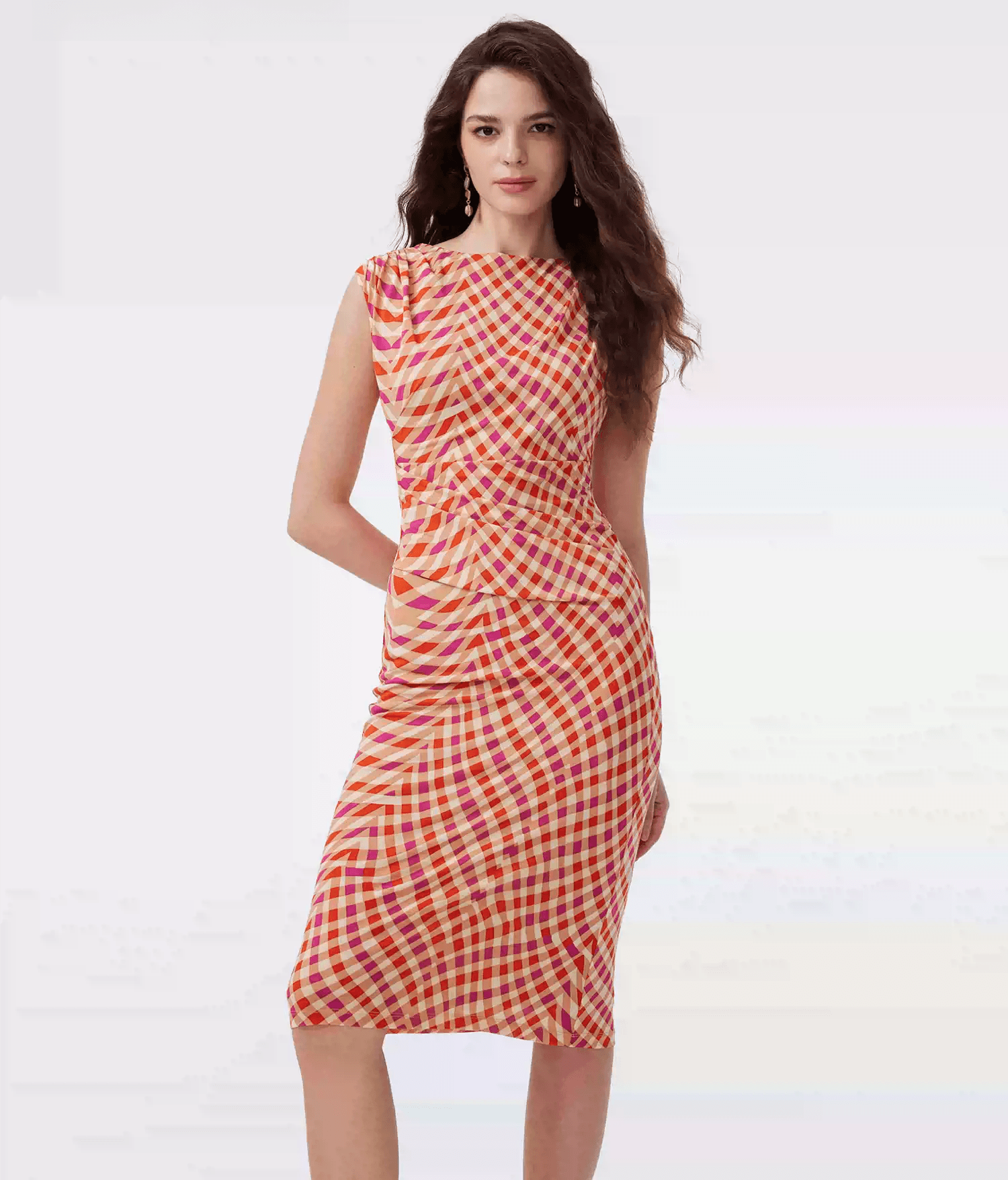 DVF Fall 2026 Orange Geometric Wave-Print Dress - photo 2